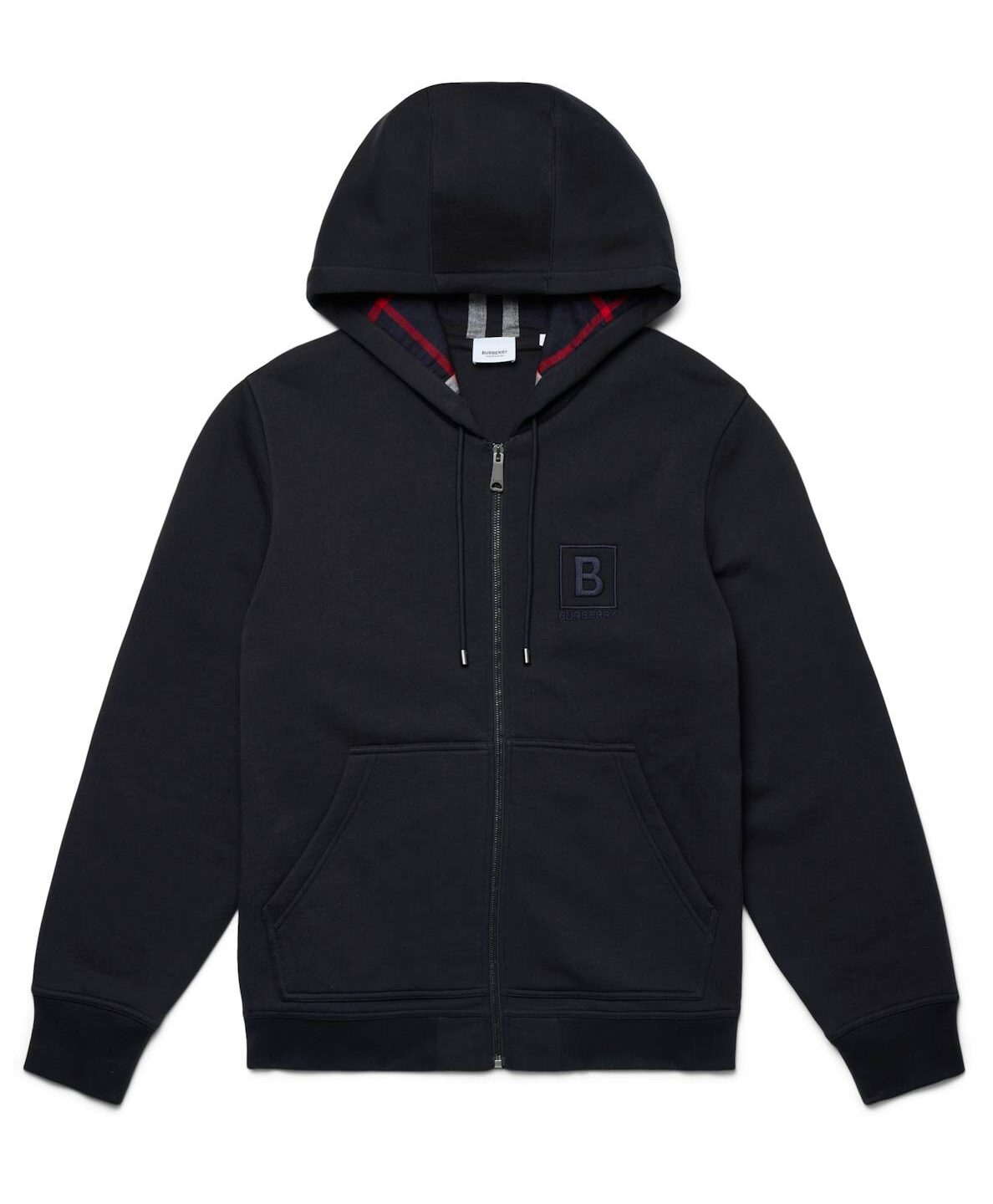 Burberry Letter Graphic Cotton Blend Zip Hoodie Navy
